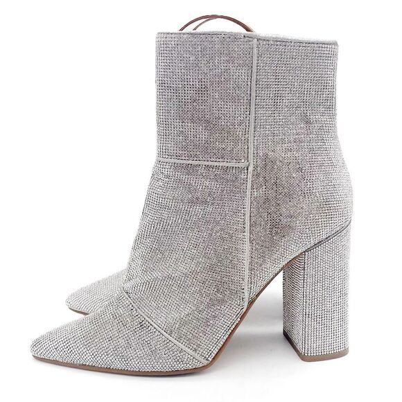 Steve Madden Noticed Rhinestone Boots Pointed Toe Block Heel Bling Boot Size 9.5 - Picture 5 of 16